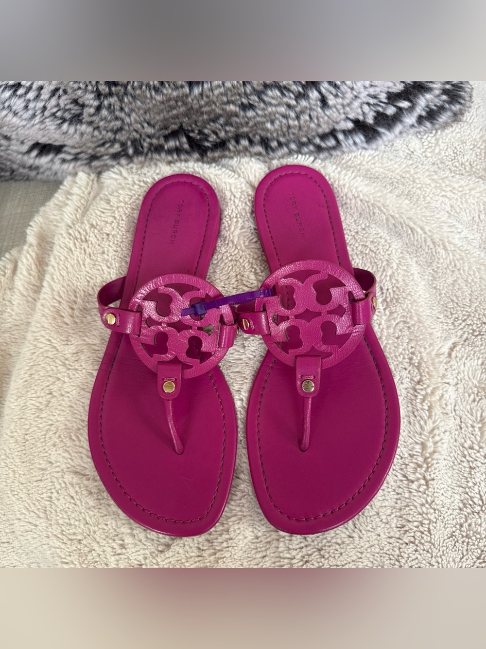 Tory Burch Magenta Pink Miller Logo Thong Sandals